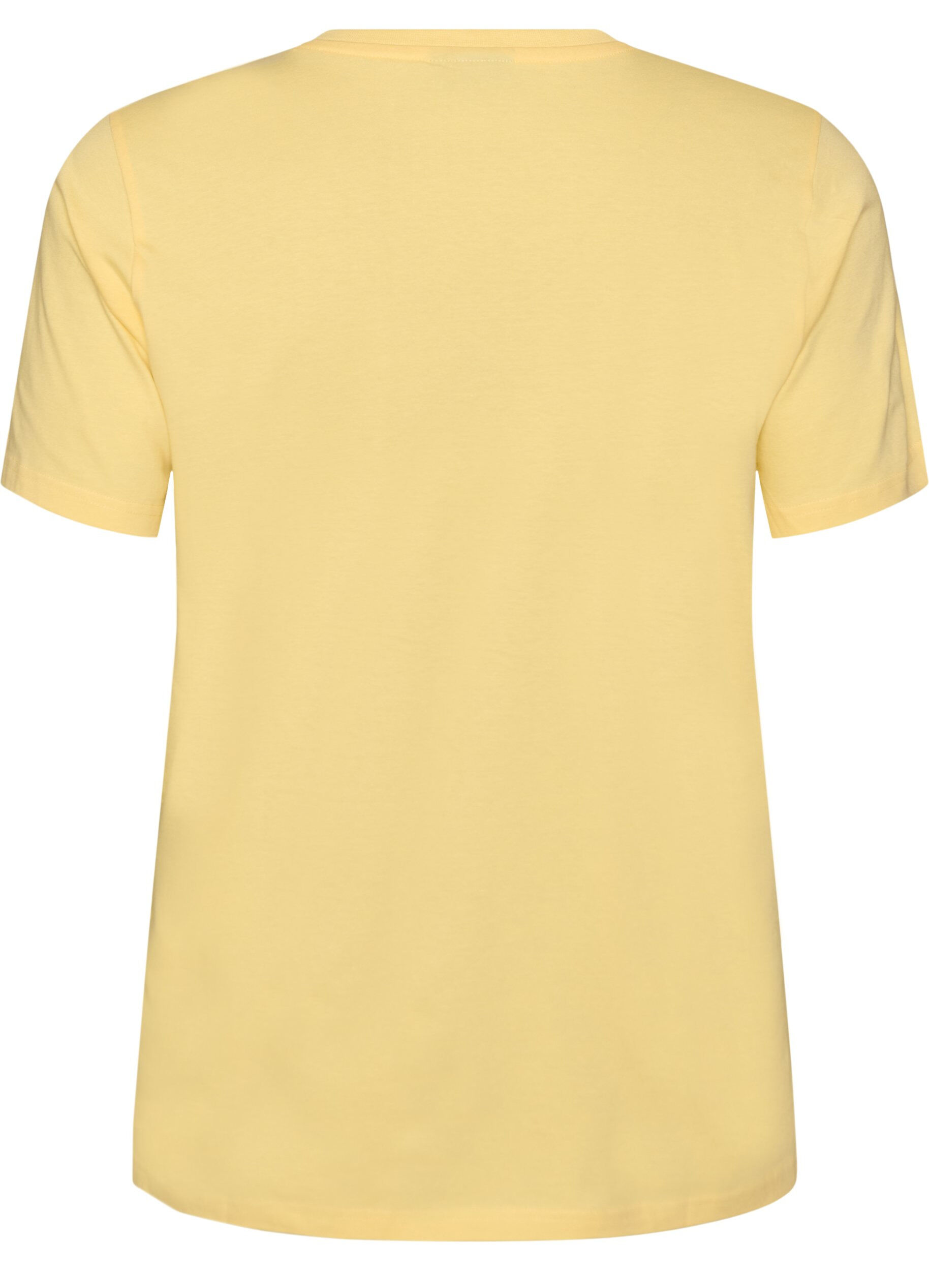 ZizziT-shirt van biologisch katoen met open broderie, Geel, Packshot image number 1