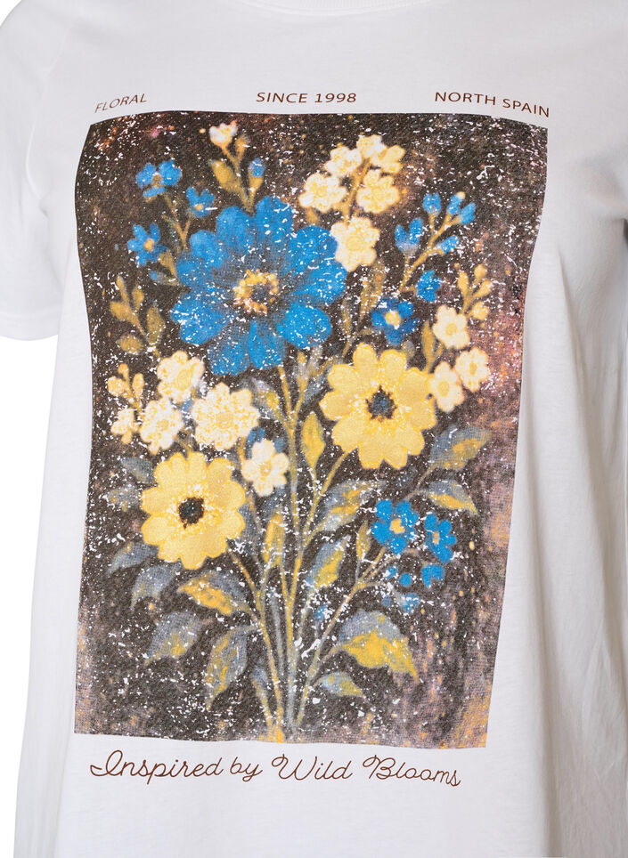 Katoenen T-shirt met print aan de voorkant, Wit, Packshot