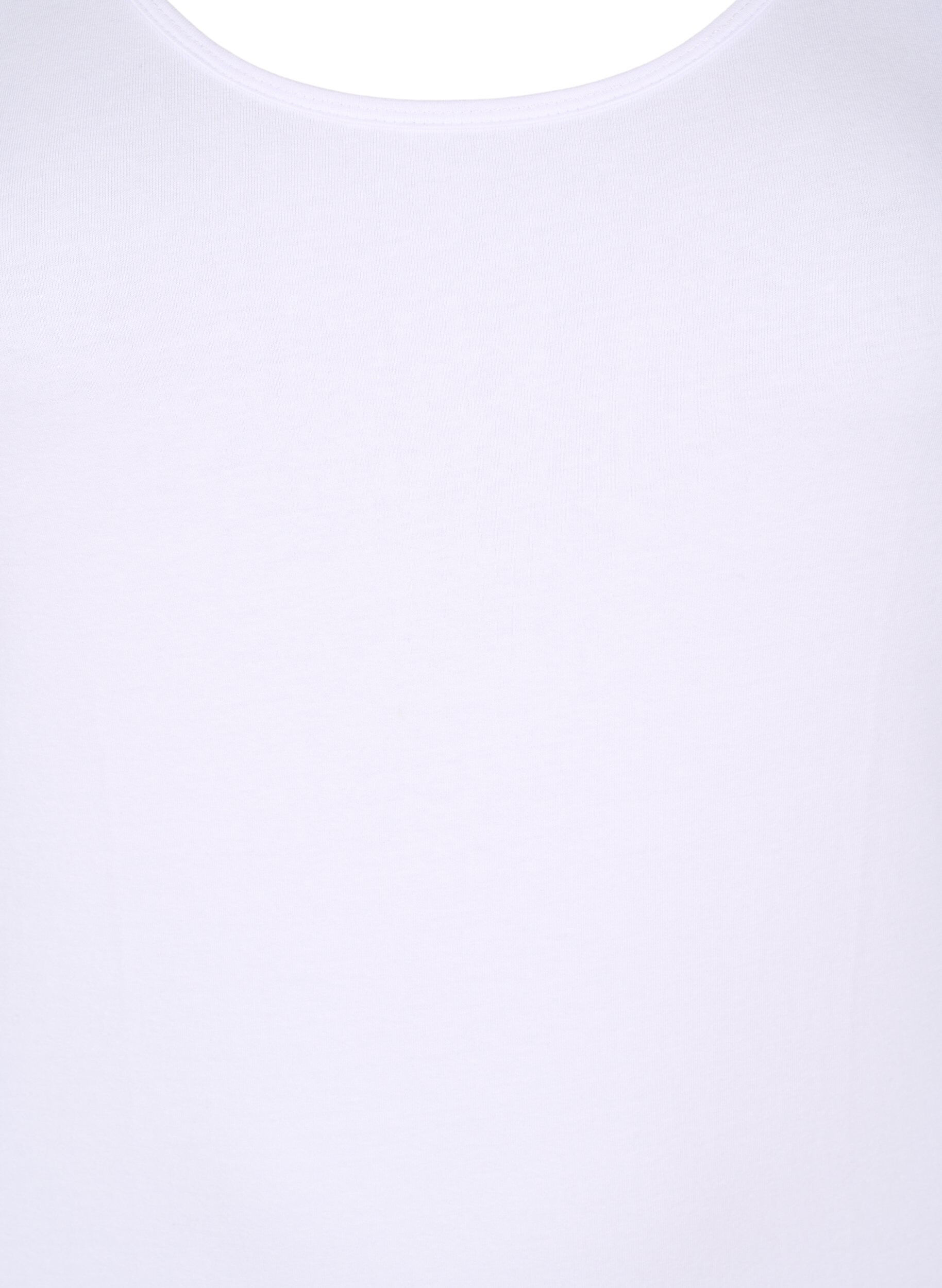 ZizziEffen gekleurd basic top in katoen, Wit, Packshot image number 2