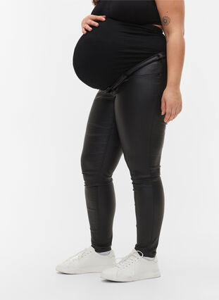 ZizziGecoate zwangerschapsbroek, Zwart, Model image number 2