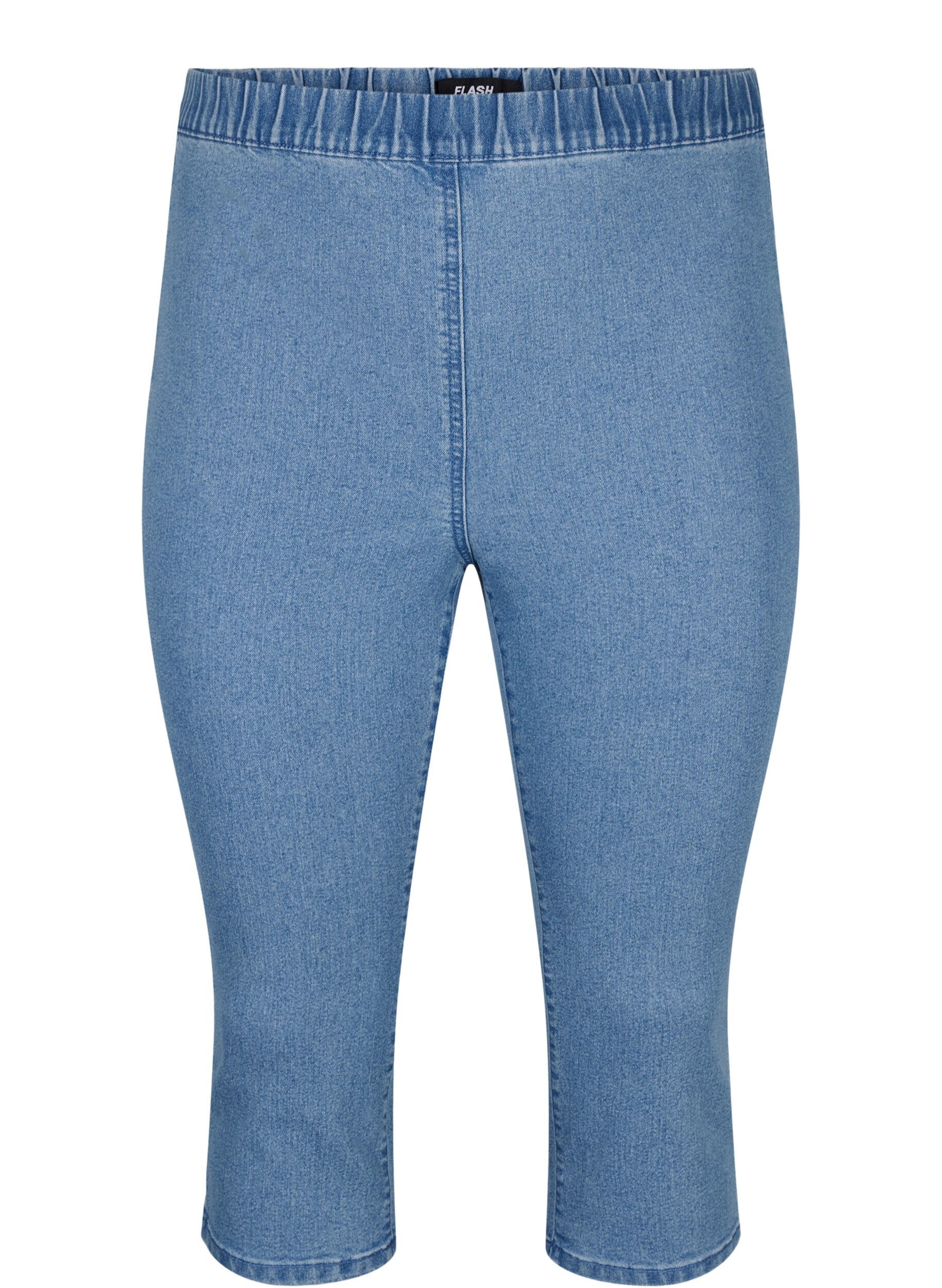 FLASH - denim capri broek met hoge taille en slanke pasvorm