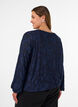 Doorschijnende blouse met bloemenstructuur en lange mouwen, Blauw, Model image number 2