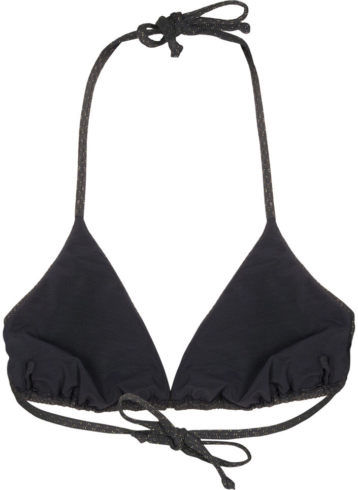 Driehoekige bikinitop met glitter, Black, Packshot