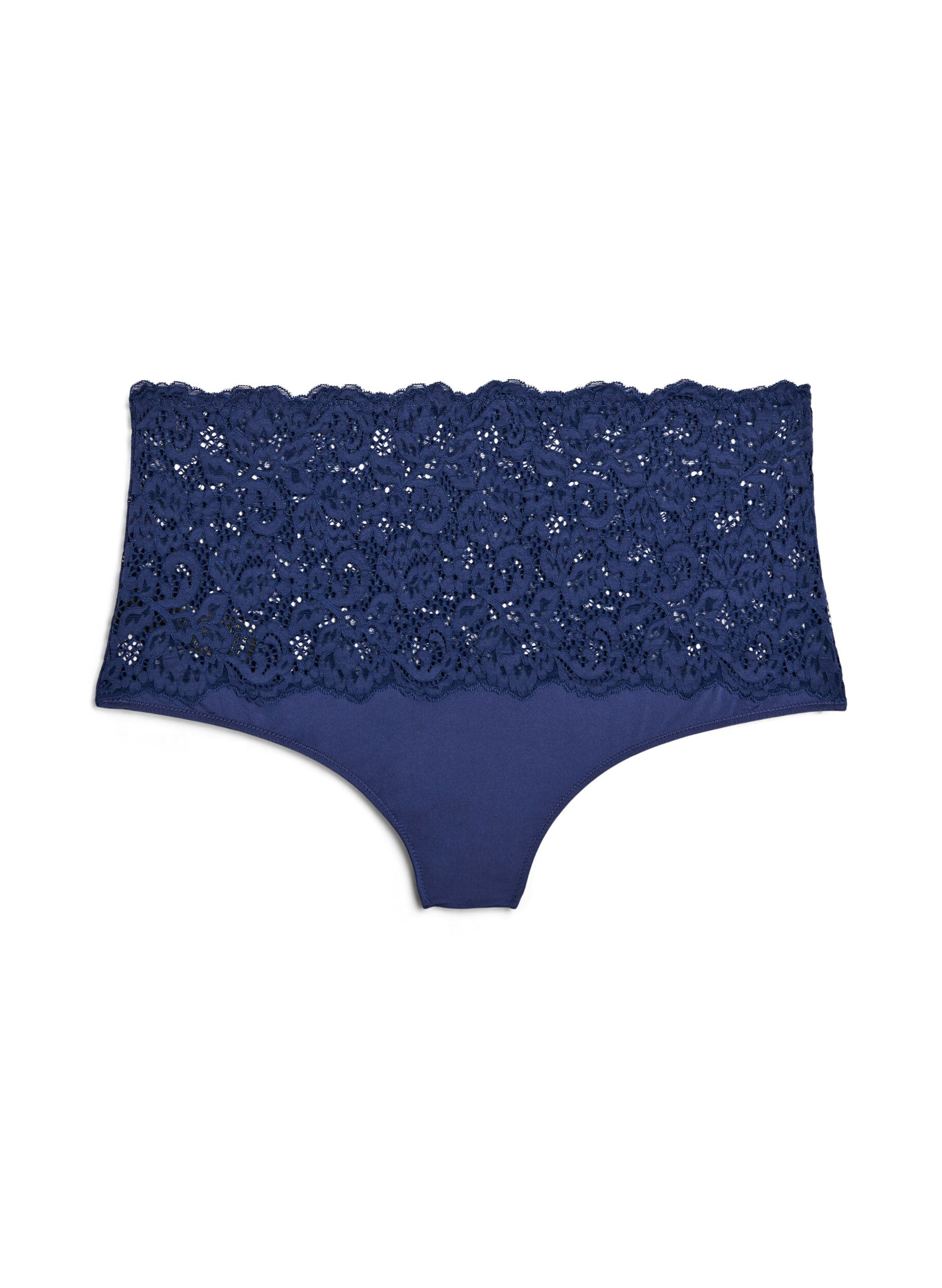 ZizziHigh-waist hipster slip met kanten details, Medieval Blue, Packshot image number 1