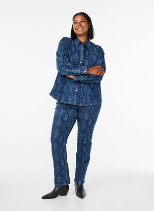 ZizziEmily jeans met slangenprint, Denim Snake AOP, Model image number 0