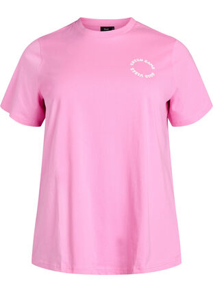ZizziBiologisch katoenen T-shirt met citrusmotief, Roze, Packshot image number 0