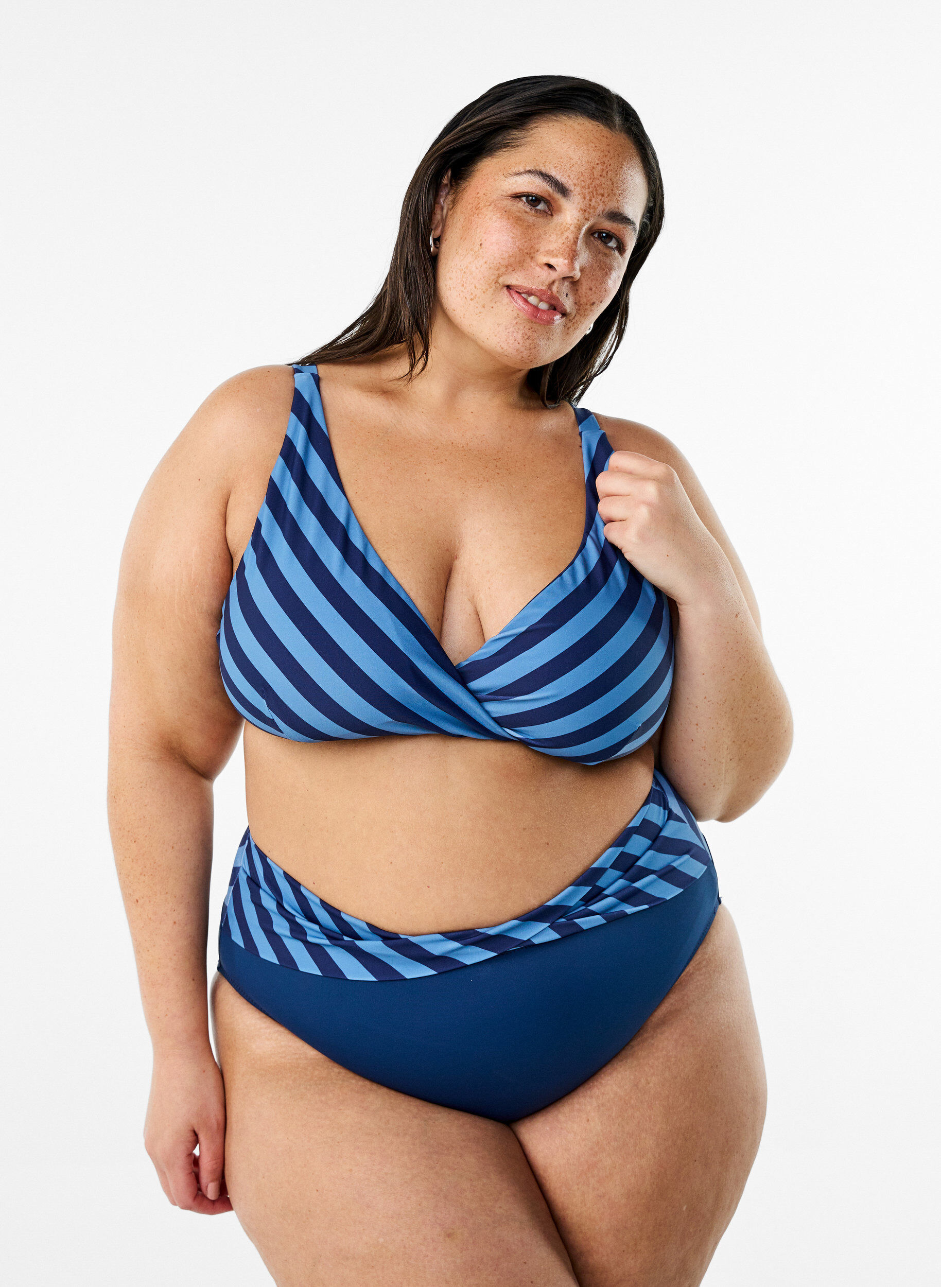 Bikinibroekje met wikkel detail, Blauw, Model