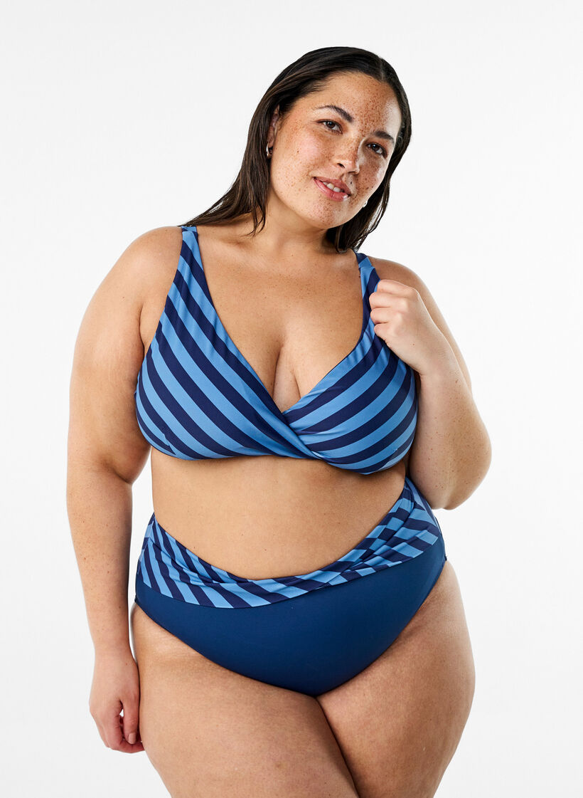 Bikinibroekje met wikkel detail, Blauw, Model image number 0