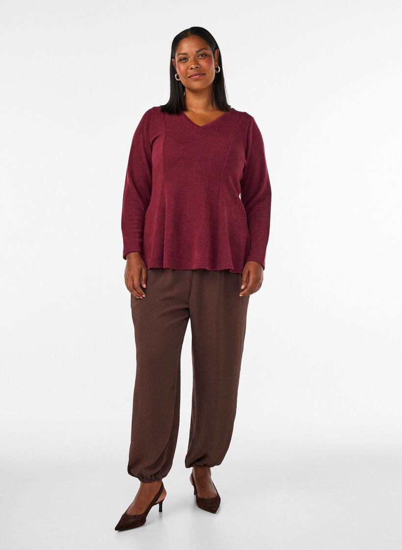 Ballonbroek met hoge taille, Bruin, Model image number 0