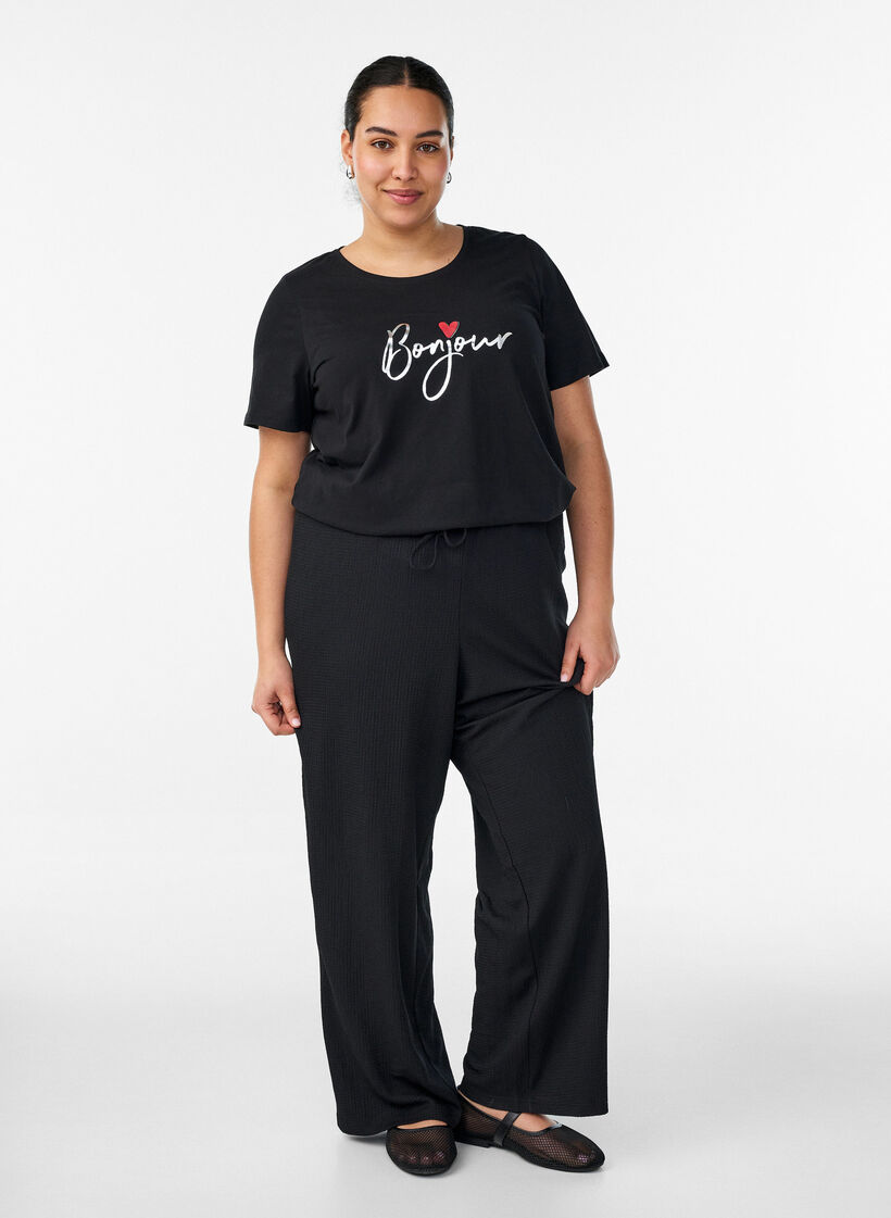 T-shirt imprim&eacute;, Noir, Model image number 1