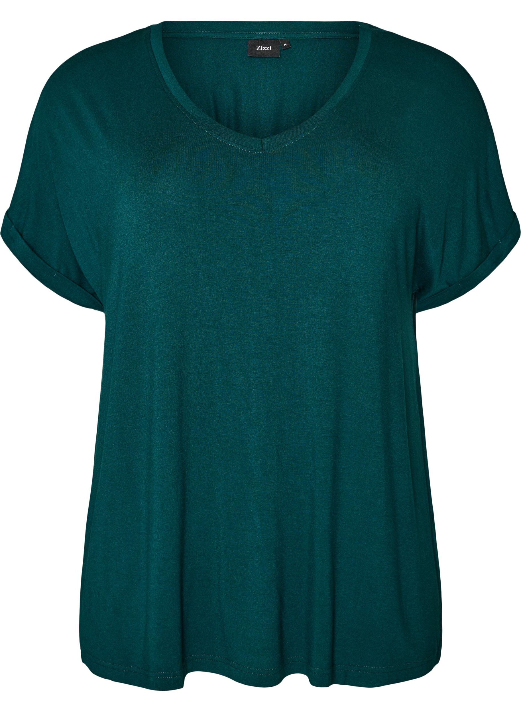 Basic T-shirt met V-hals van viscose