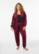 Losvallende fluwelen broek, Donker Bordeaux, Model image number 0