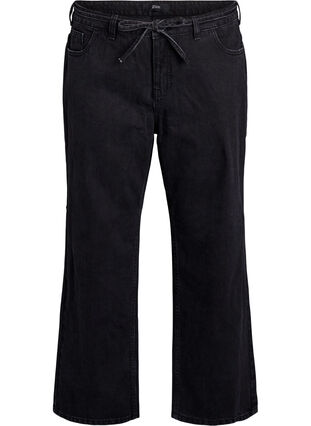 ZizziStraight-fit jeans met een strikceintuur, Black, Packshot image number 0