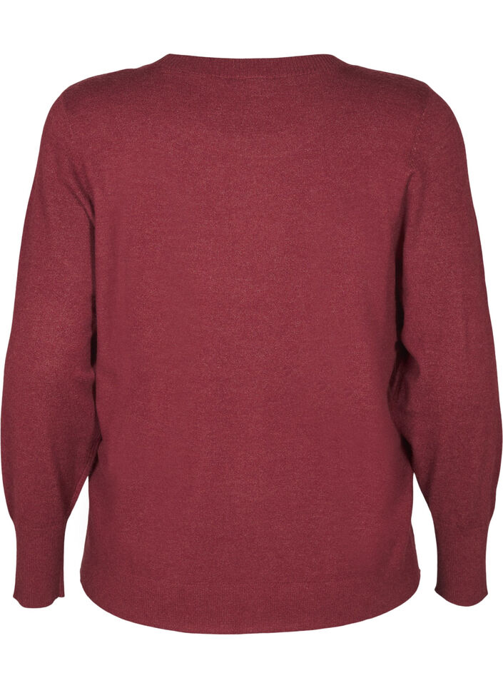 Gebreide blouse met ronde hals, Rood, Packshot image number 1