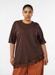 T-shirt met asymmetrische kanten zoom, Bruin, Model image number 0