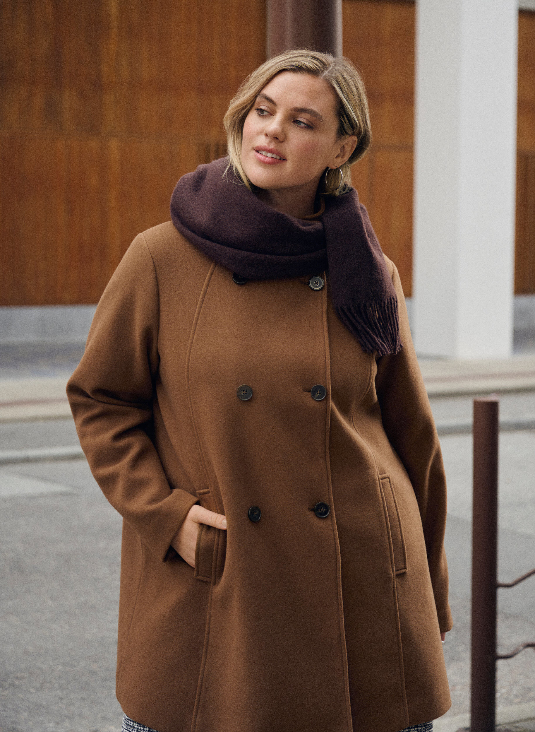 ZizziKorte jas met A-lijn vorm, Bruin, Image image number 0