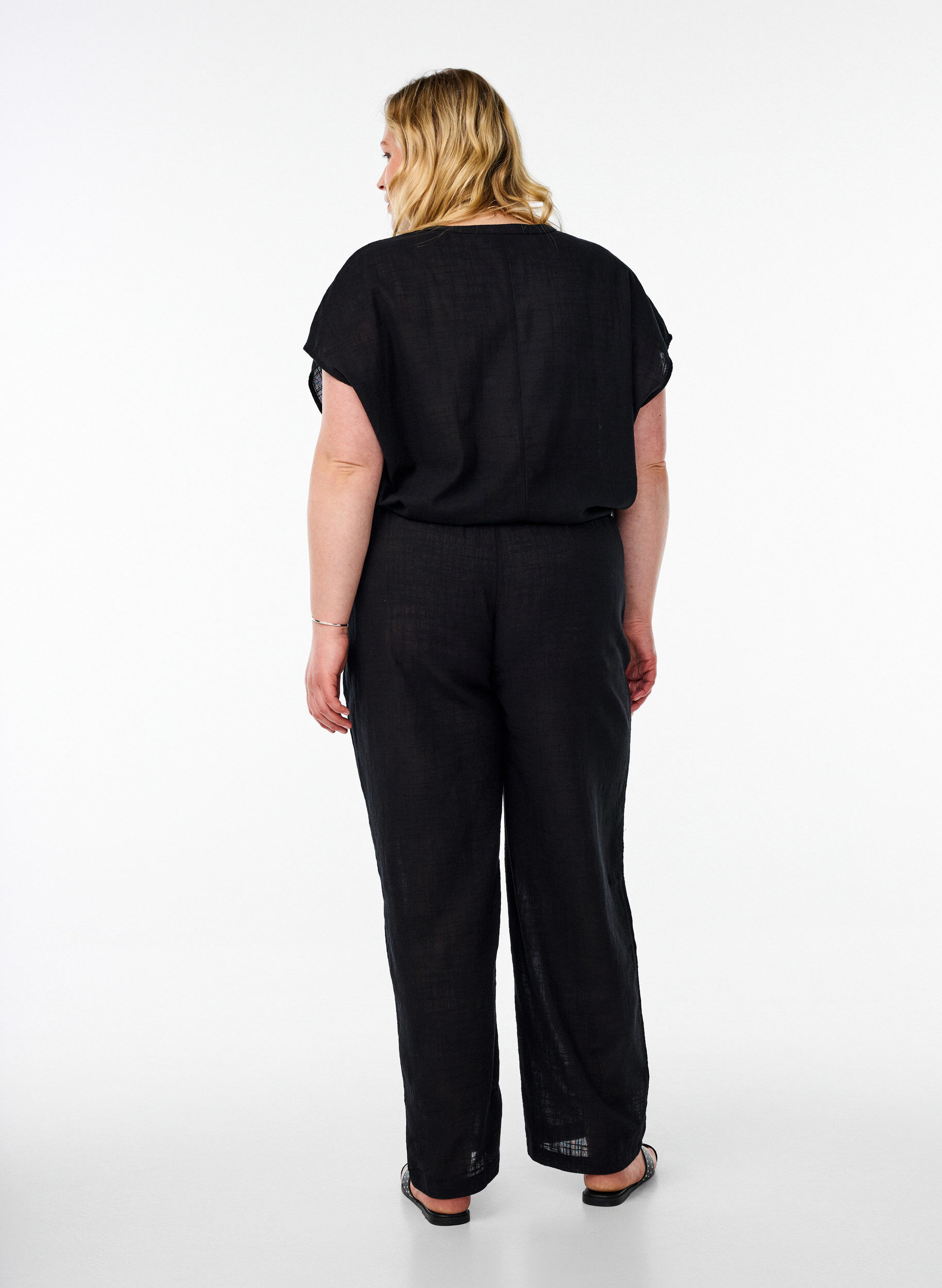 ZizziBroek met rechte pijpen en een hoge taille, Zwart, Model image number 1