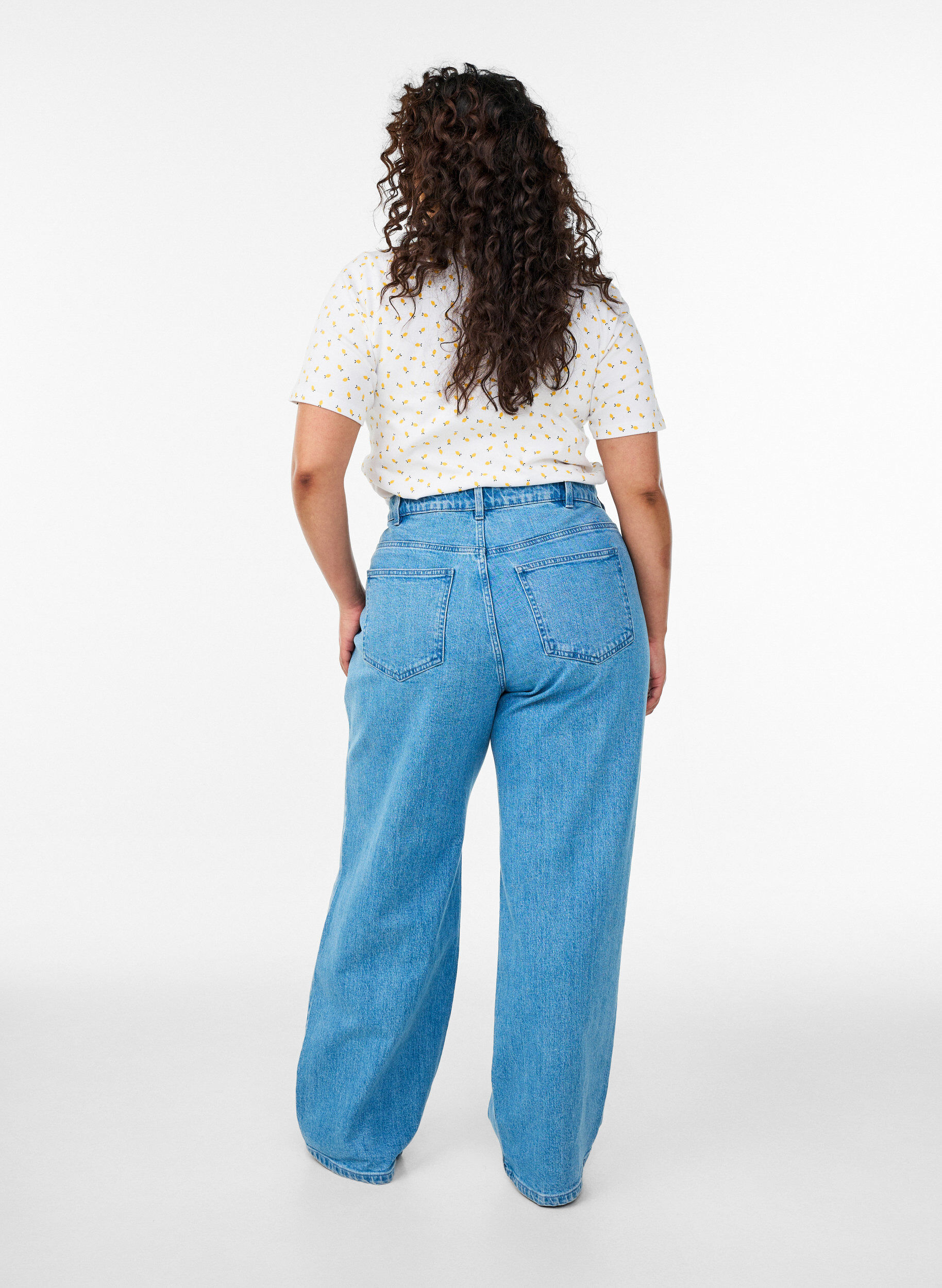 ZizziKatoenen T-shirt met all-over print, Wit, Model image number 2