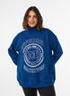Sweatshirt met hoge hals en sportief motief op de voorkant, Blauw, Model image number 0