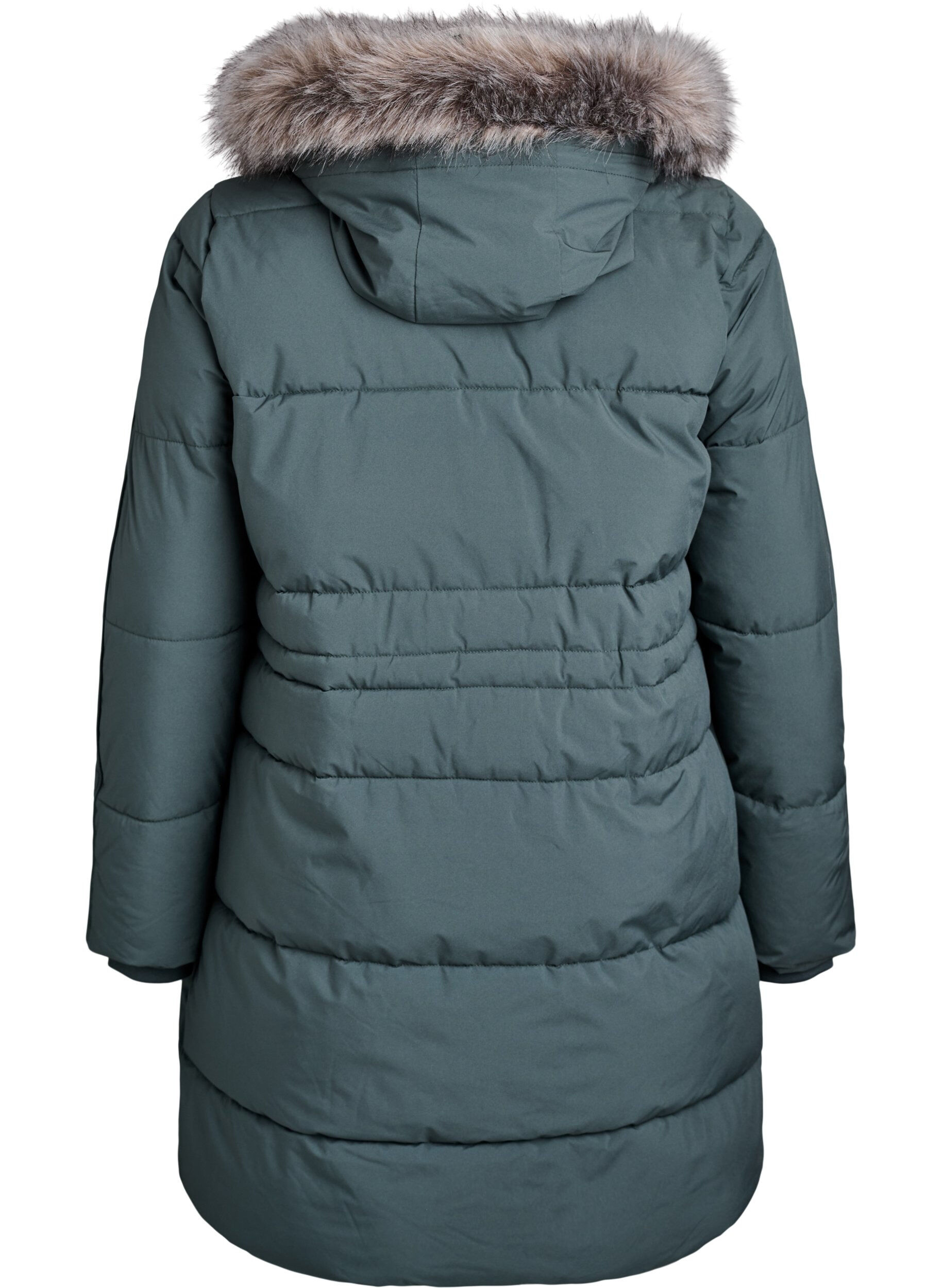 ZizziWaterafstotende parka met imitatiebontkraag, Groen, Packshot image number 1