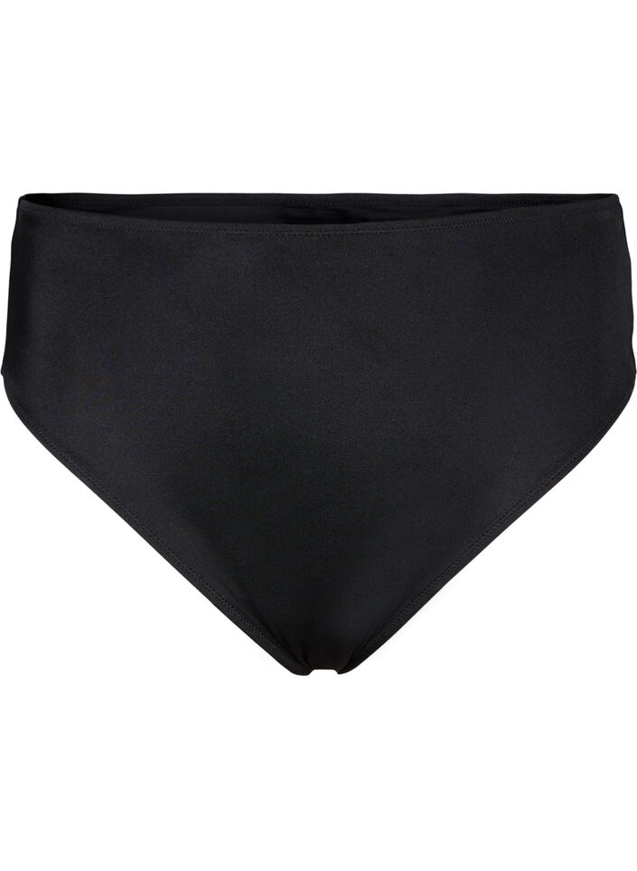 Effen bikinibroekje met normale taille, Black, Packshot