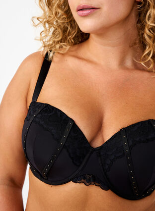ZizziGevormde bh met strassdetails, Black, Model image number 2