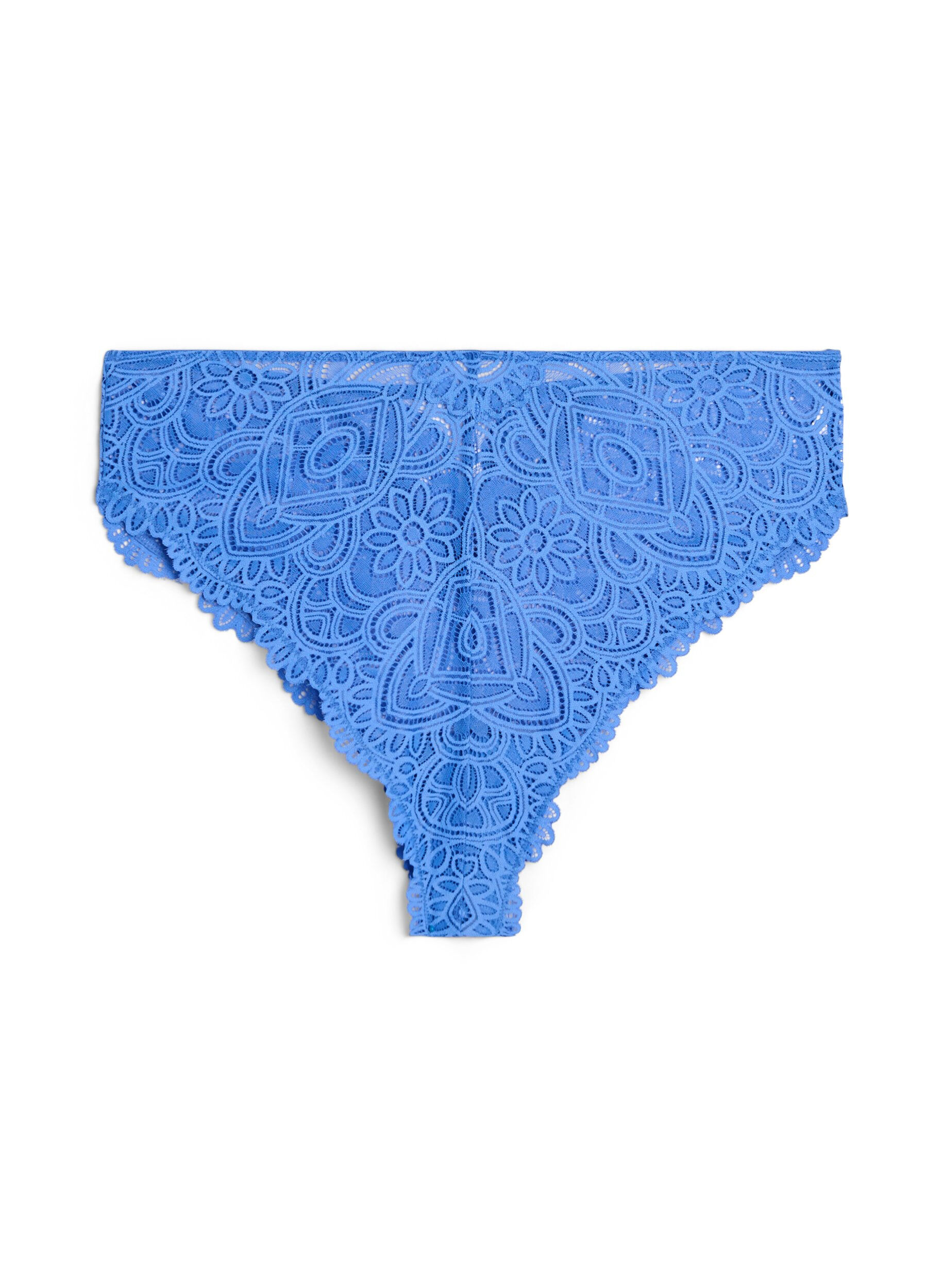 ZizziKanten Brazilian slip met een normale taille, Blauw, Packshot image number 0