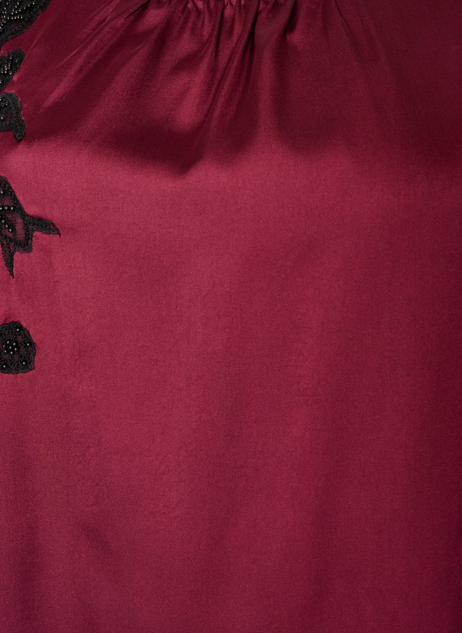 ZizziSatijnen blouse met kanten applicatie en parels, Rood, Packshot image number 2