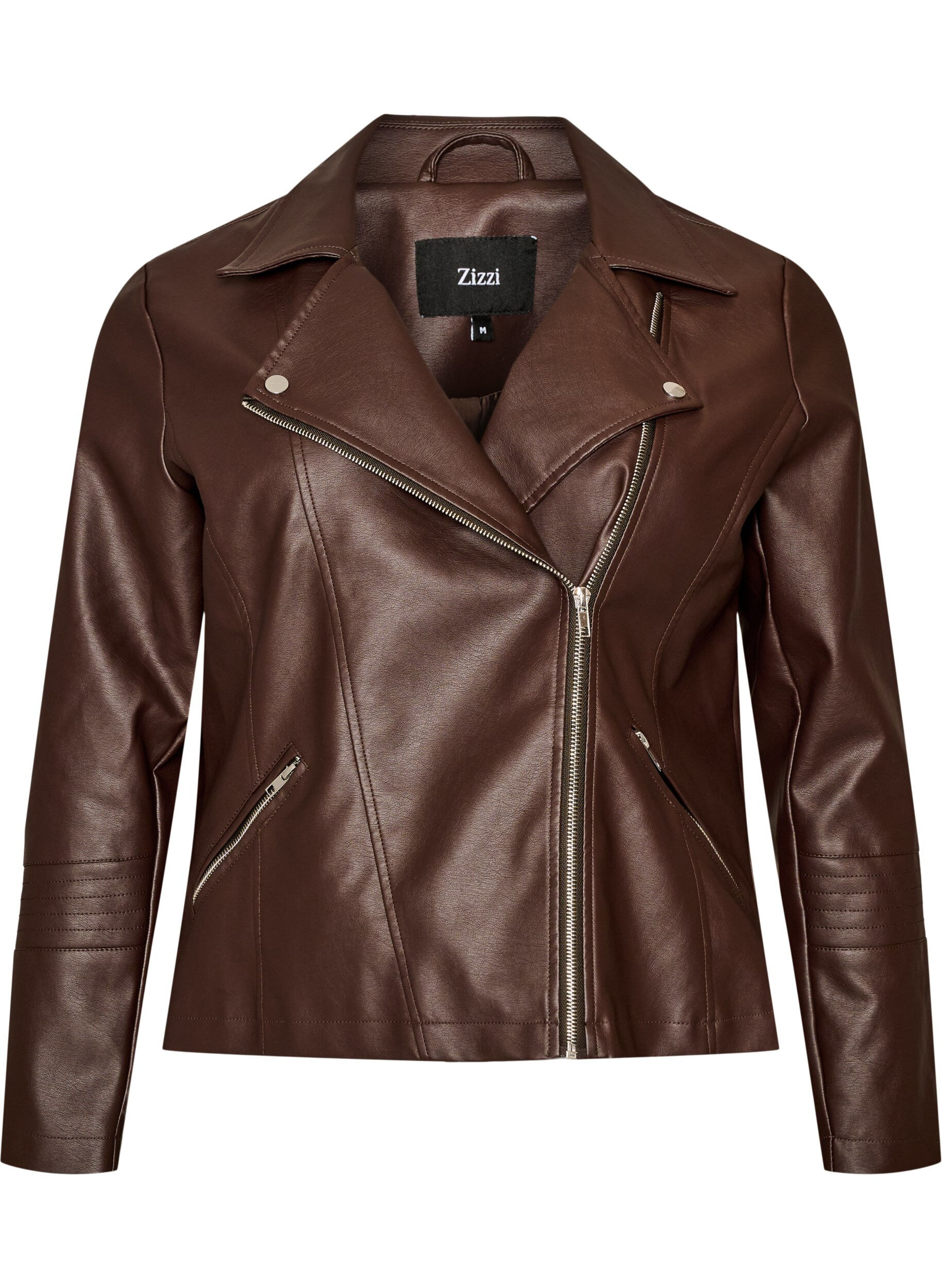 ZizziBikerjack in imitatieleer, Bruin, Packshot image number 0