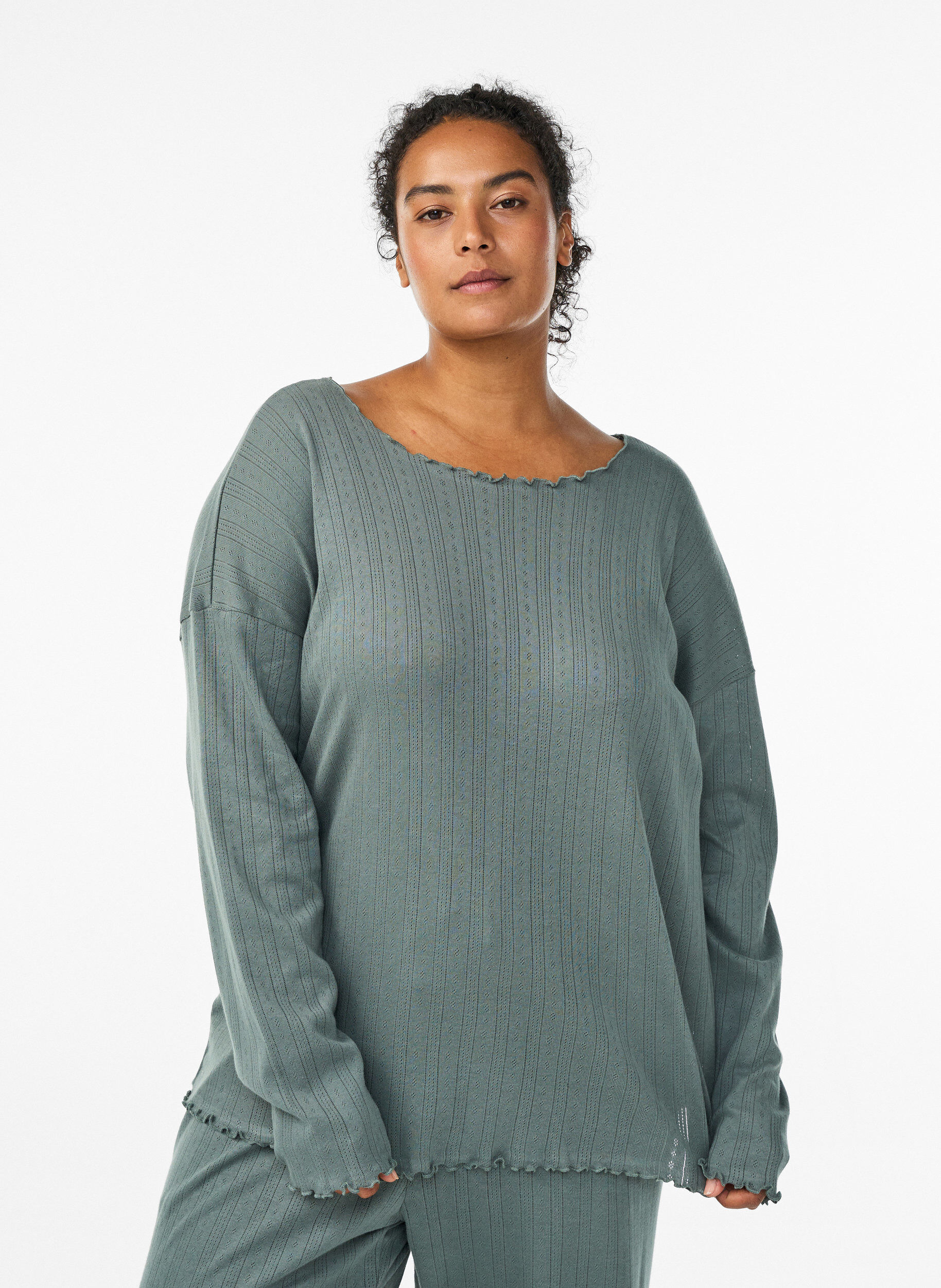 Nachtjapon in biologisch katoen, Groen, Model