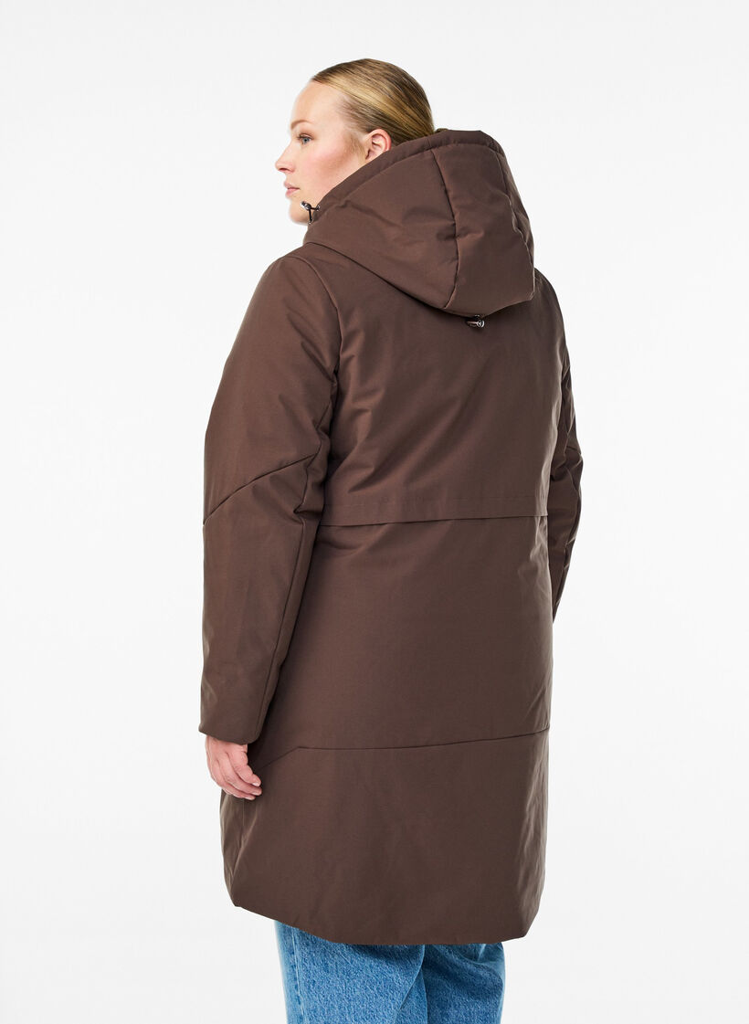 Winterjas met verstelbare taille, Bruin, Model image number 1