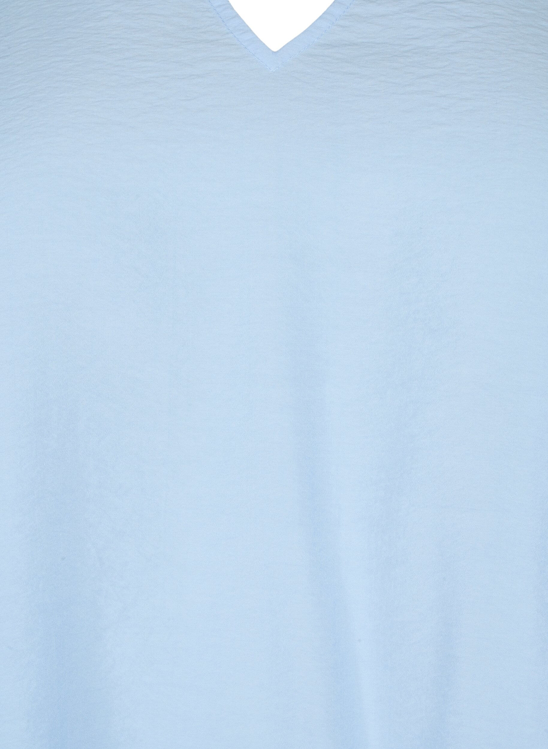 ZizziViscose blouse met korte mouwen en borduursel, Blauw, Packshot image number 2