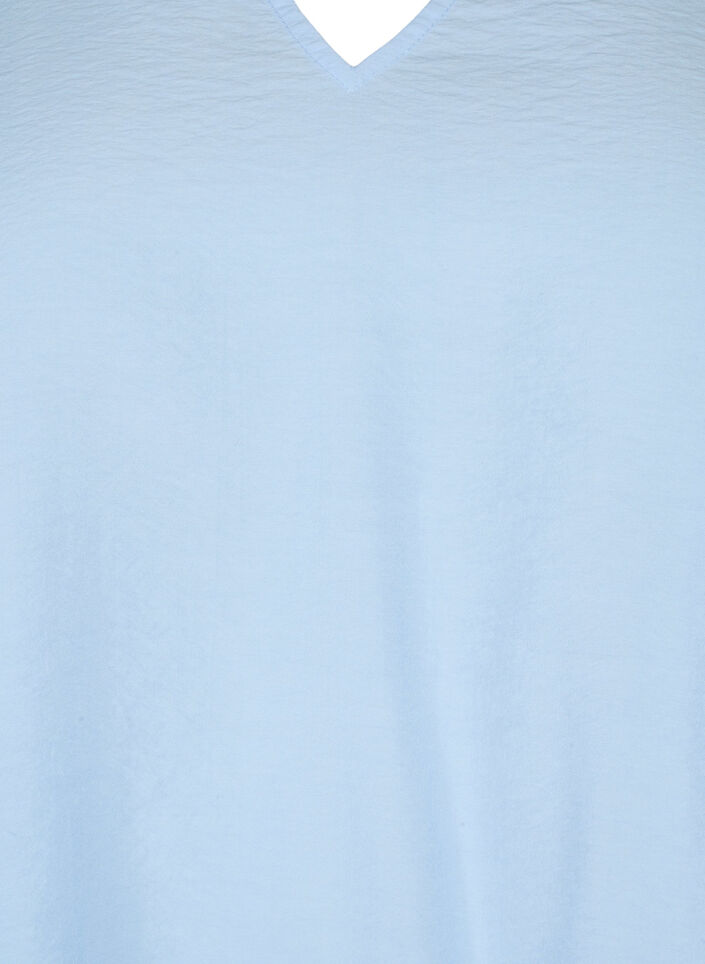 Viscose blouse met korte mouwen en borduursel, Blauw, Packshot image number 2