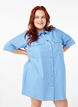 Gestreepte tuniek met knopen en borstzakken, Blauw, Model image number 0