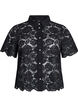 Kanten shirt blouse met parelknopen, Zwart, Packshot image number 0