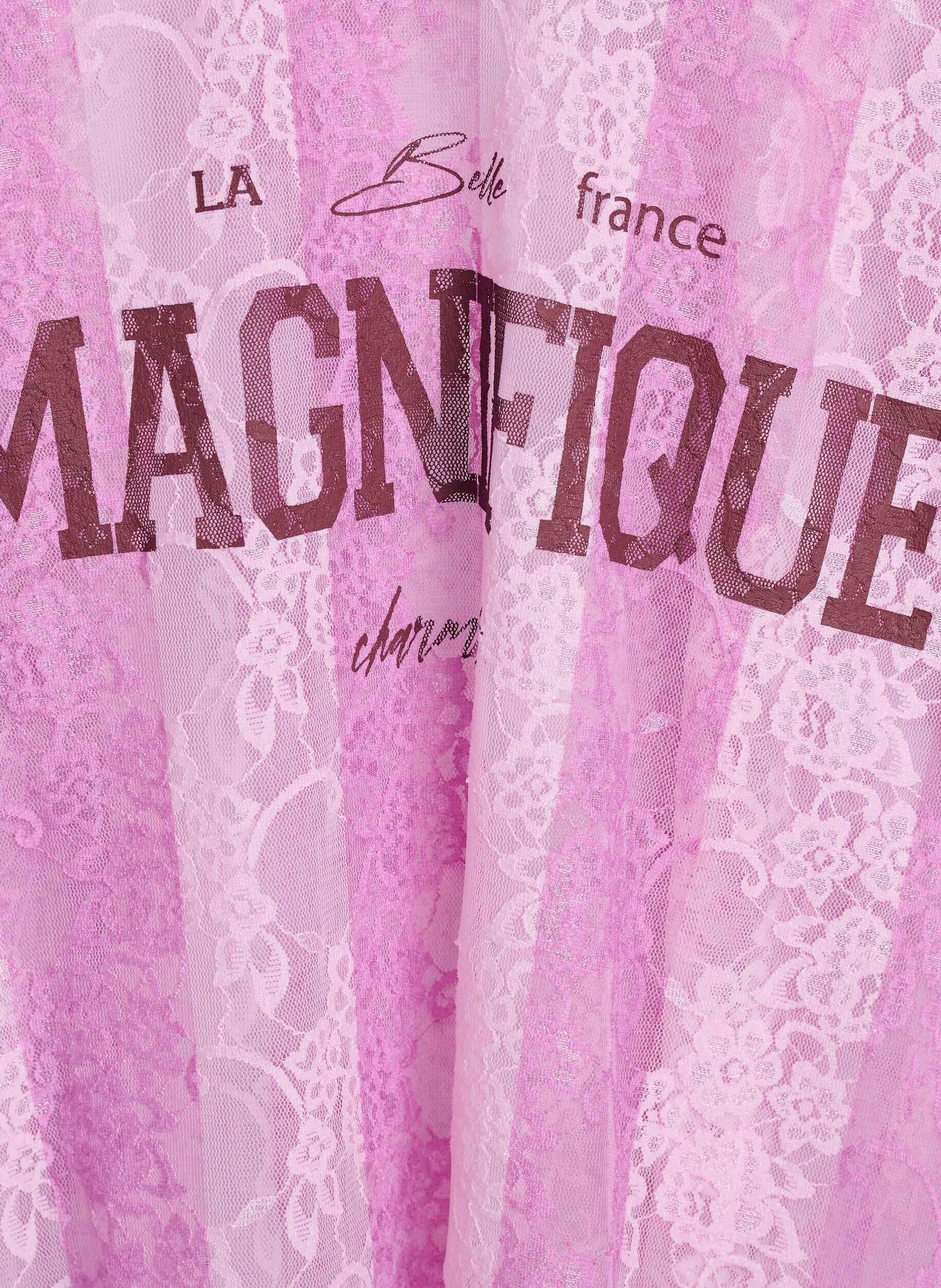 ZizziGestreepte kanten blouse met opvallende print, Roze, Packshot image number 2