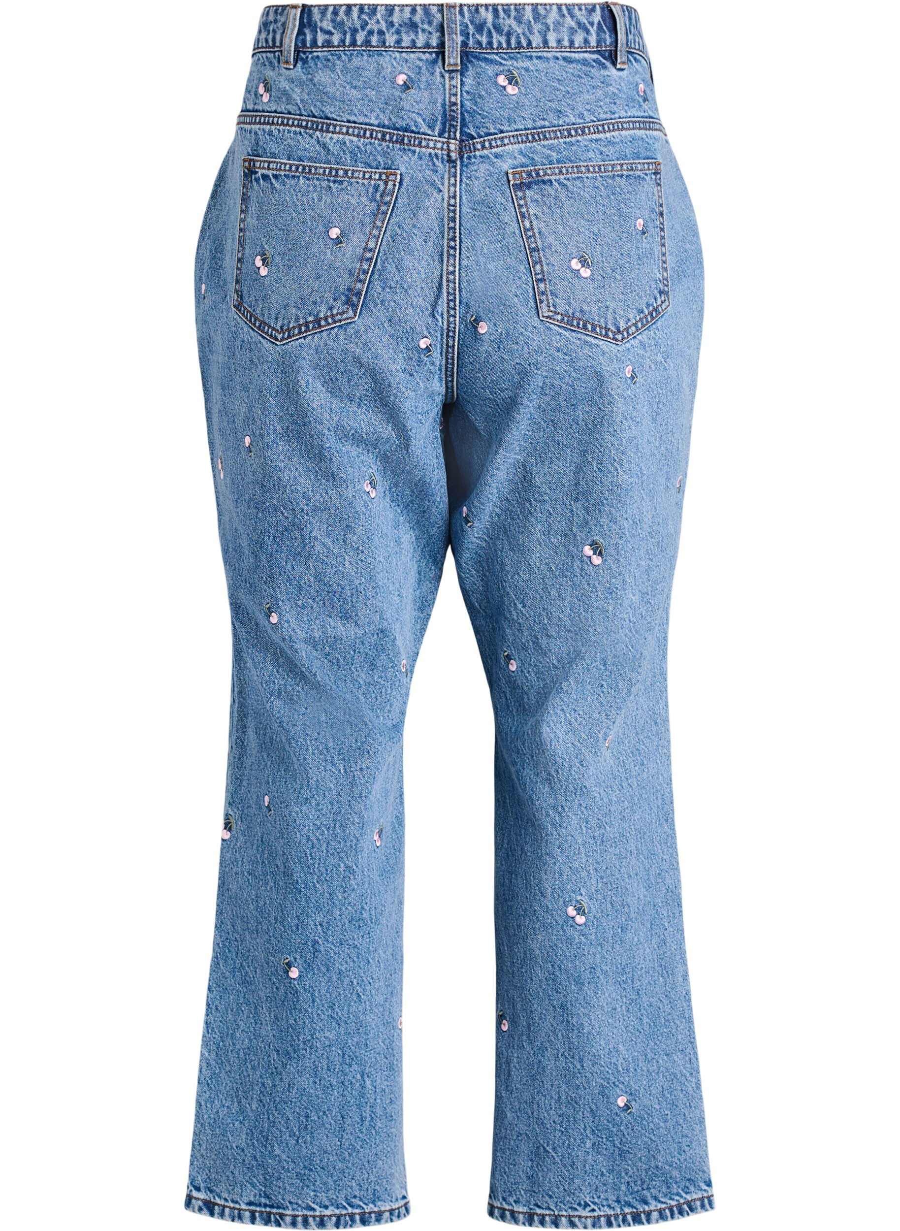 ZizziHigh waist Gemma jeans met geborduurde details, Blauw, Packshot image number 1