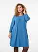 Jurk met textuur en 3/4 mouwen, Blauw, Model image number 0