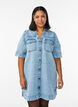 Kortemouwen denim jurk met kraag en knoopsluiting, Blauw, Model image number 0