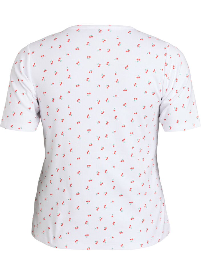 Katoenen T-shirt met all-over print, Vanille, Packshot image number 1