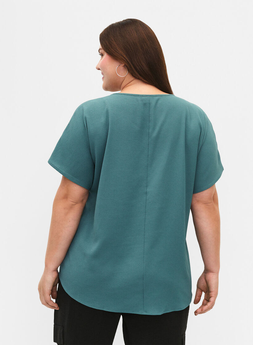 Top met korte mouwen en ronde hals, Groen, Model image number 2