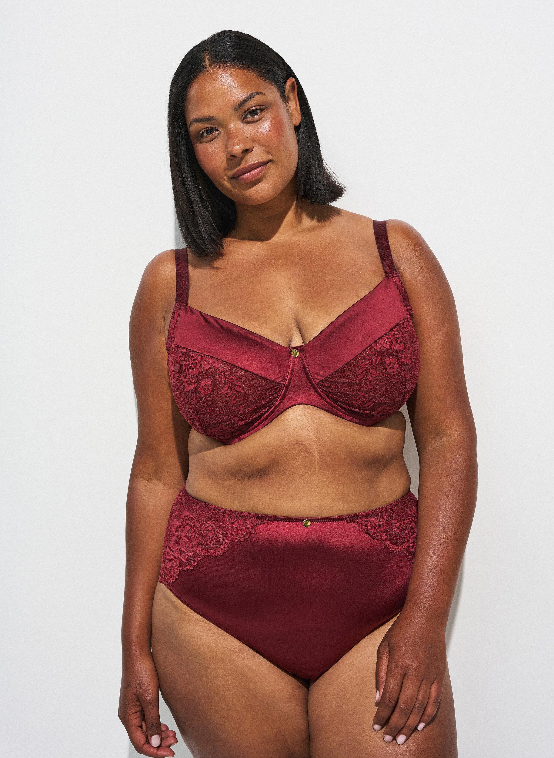 ZizziFull coverage bh in glanzend microvezel, Donker Bordeaux, Image image number 0