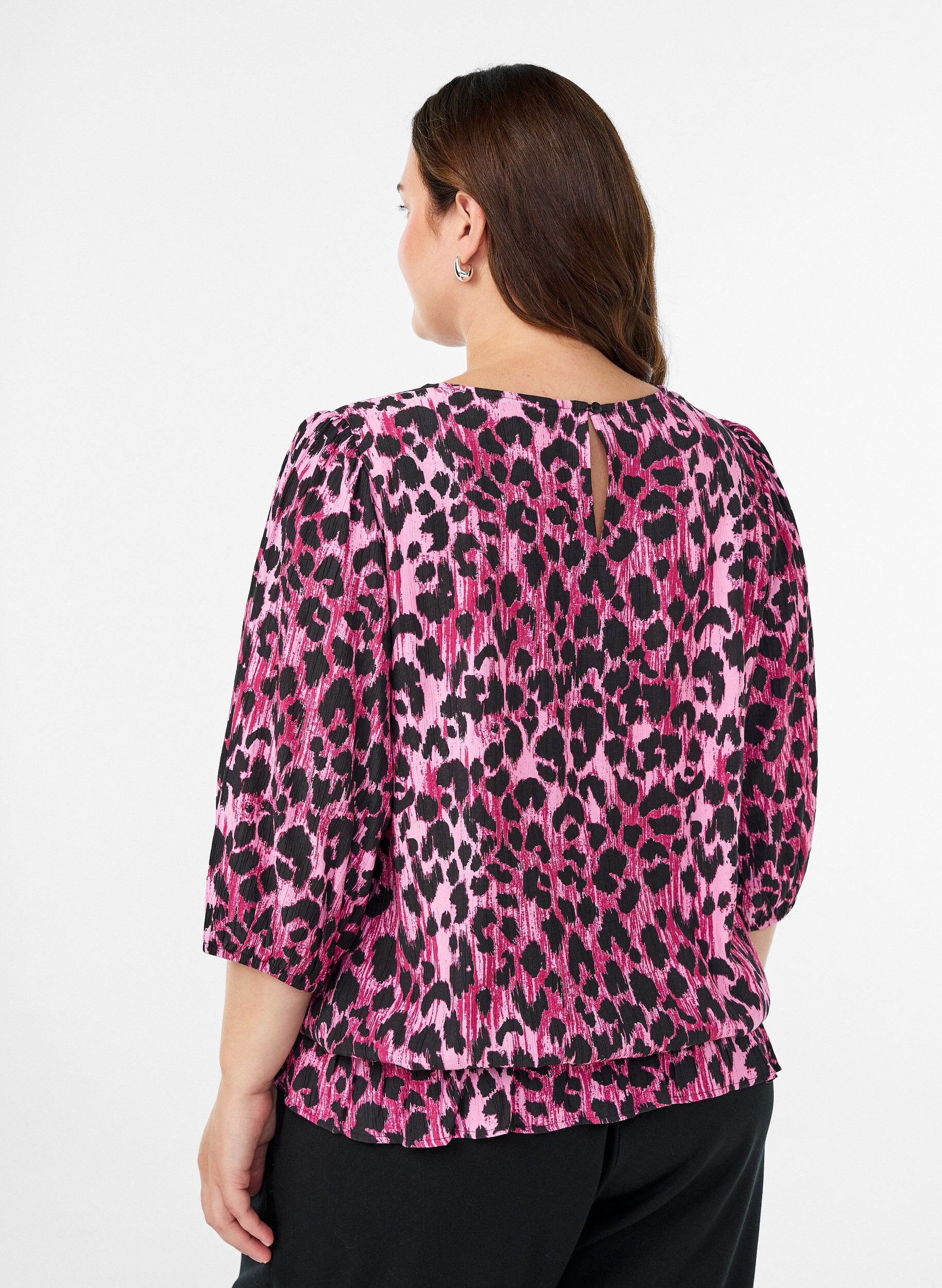 ZizziViscose blouse met 3/4 mouwen en balloneffect, Roze, Model image number 2