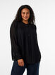 Viscose blouse met een ruchekraag, Zwart, Model image number 0