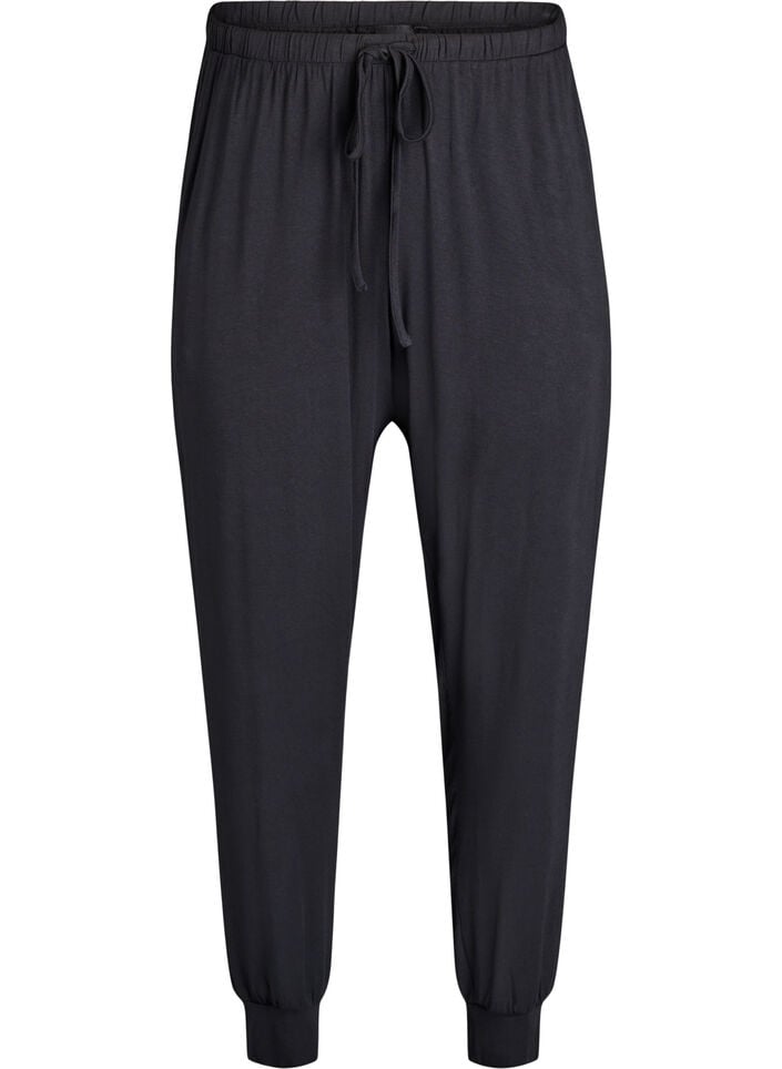 Nachtbroek van modal met hoge taille, Zwart, Packshot image number 0