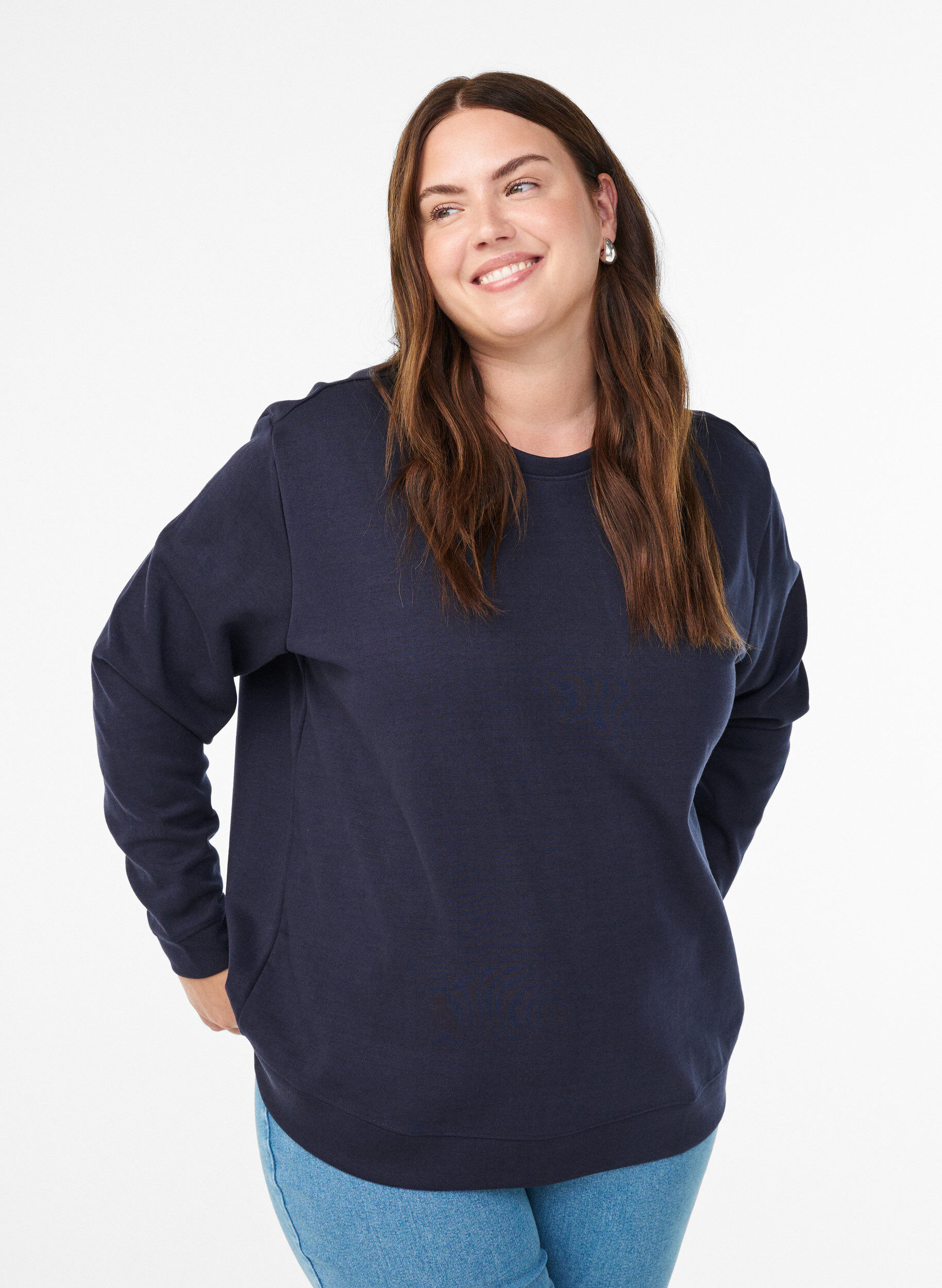 FLASH - Sweatshirt met ronde hals, Blauw, Model