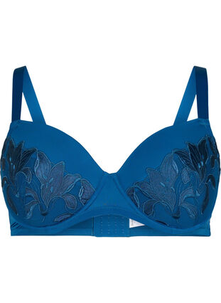 ZizziGevulde beugelbeha met kant, Blauw, Packshot image number 0