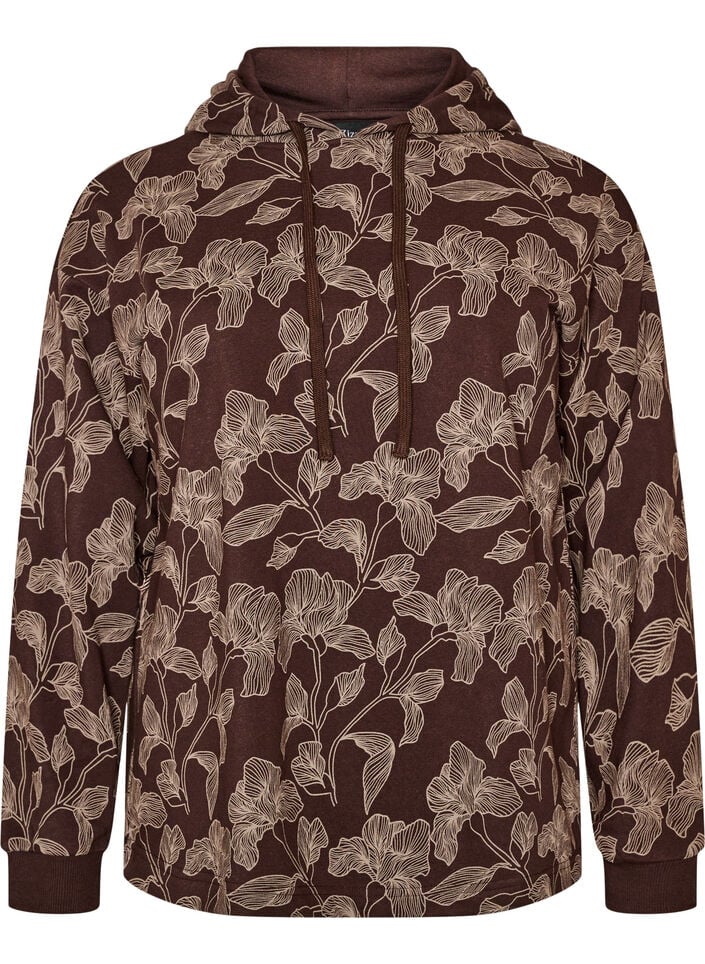 Hoodie met all-overprint, Bruin, Packshot image number 0