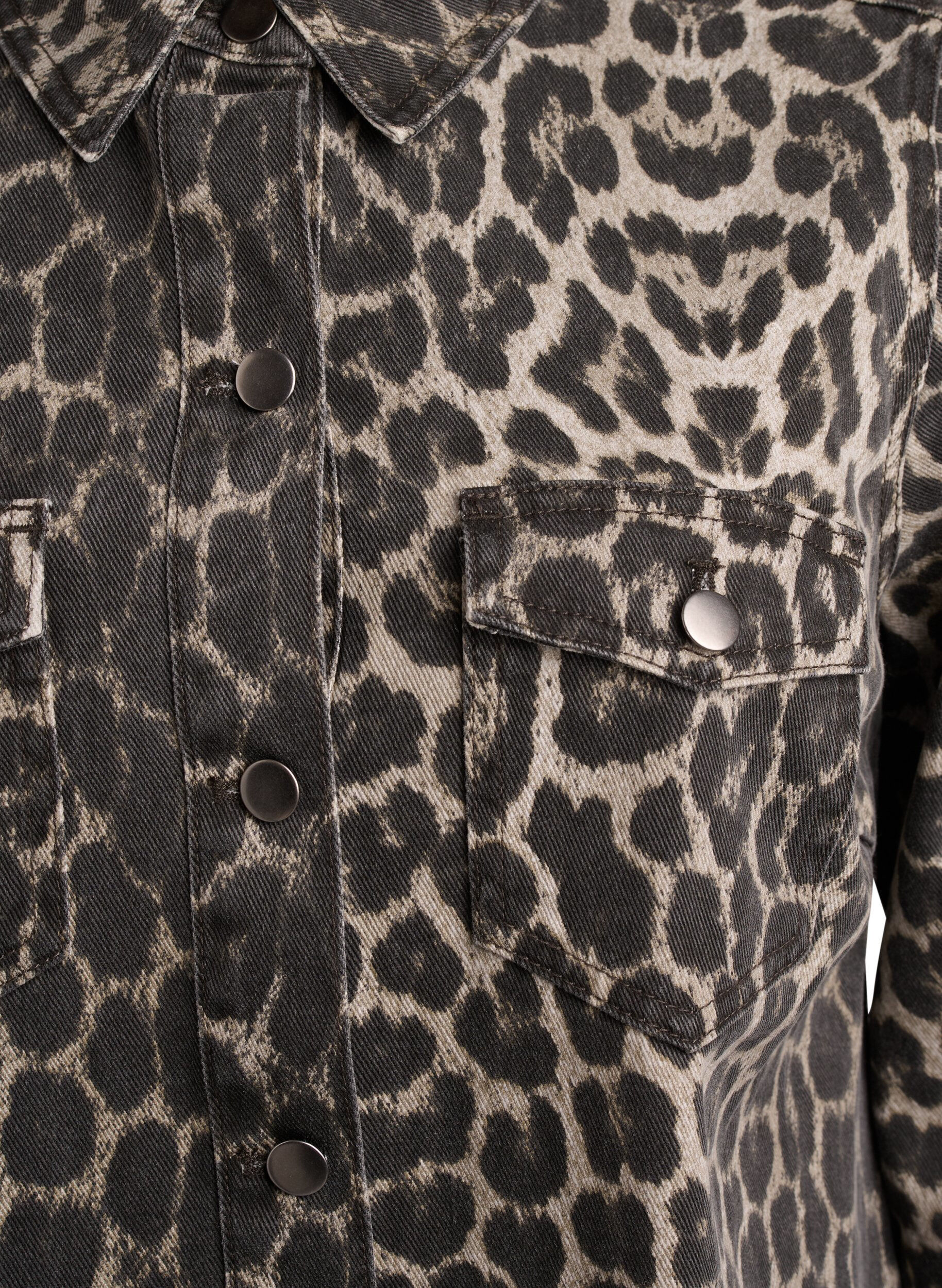 ZizziDenim jurk met lange mouwen en luipaardprint, Bruin, Packshot image number 2