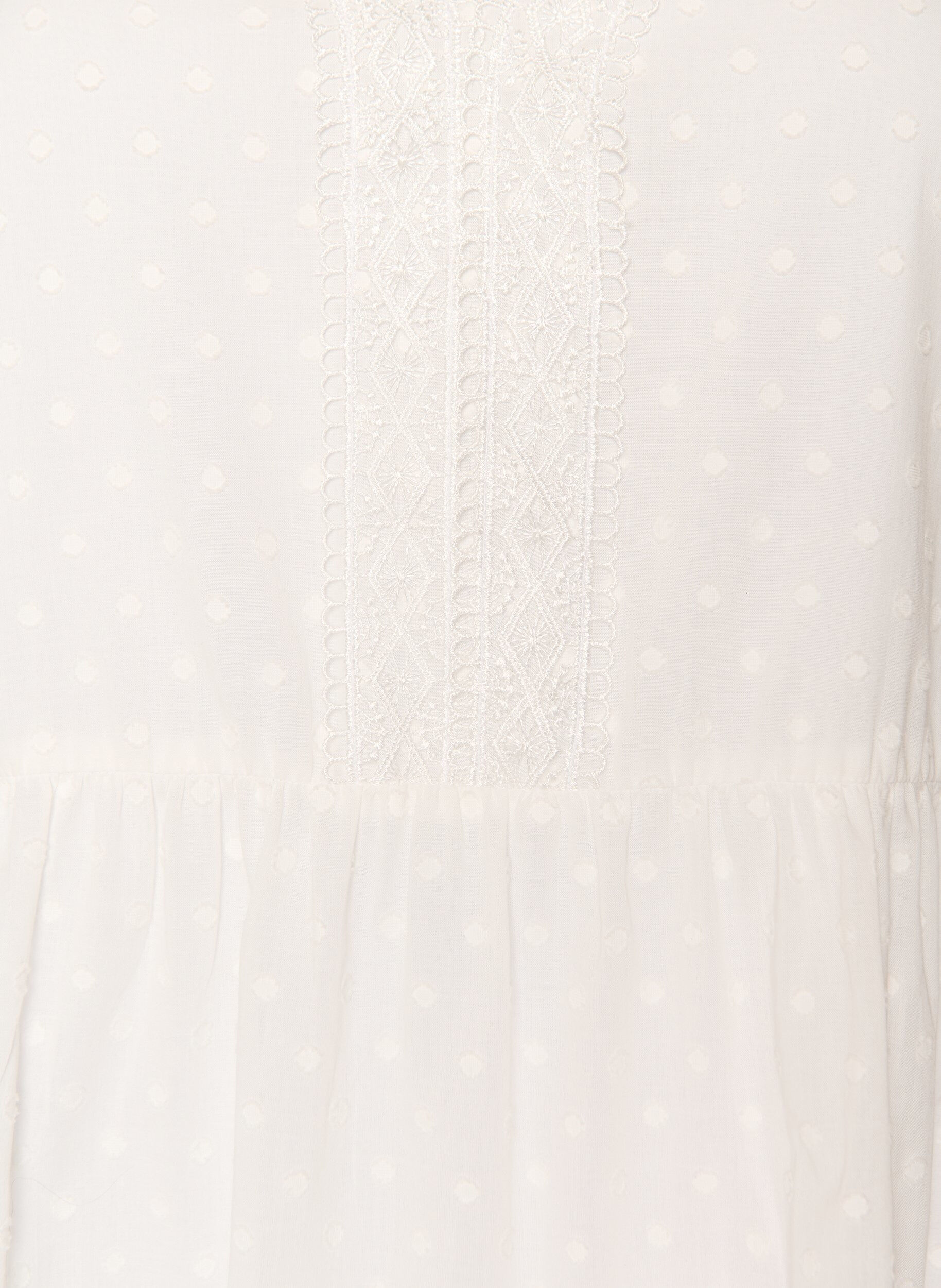Zizzi Robe midi en coton textur&eacute; avec des d&eacute;tails en crochet, Blanc, Packshot image number 2
